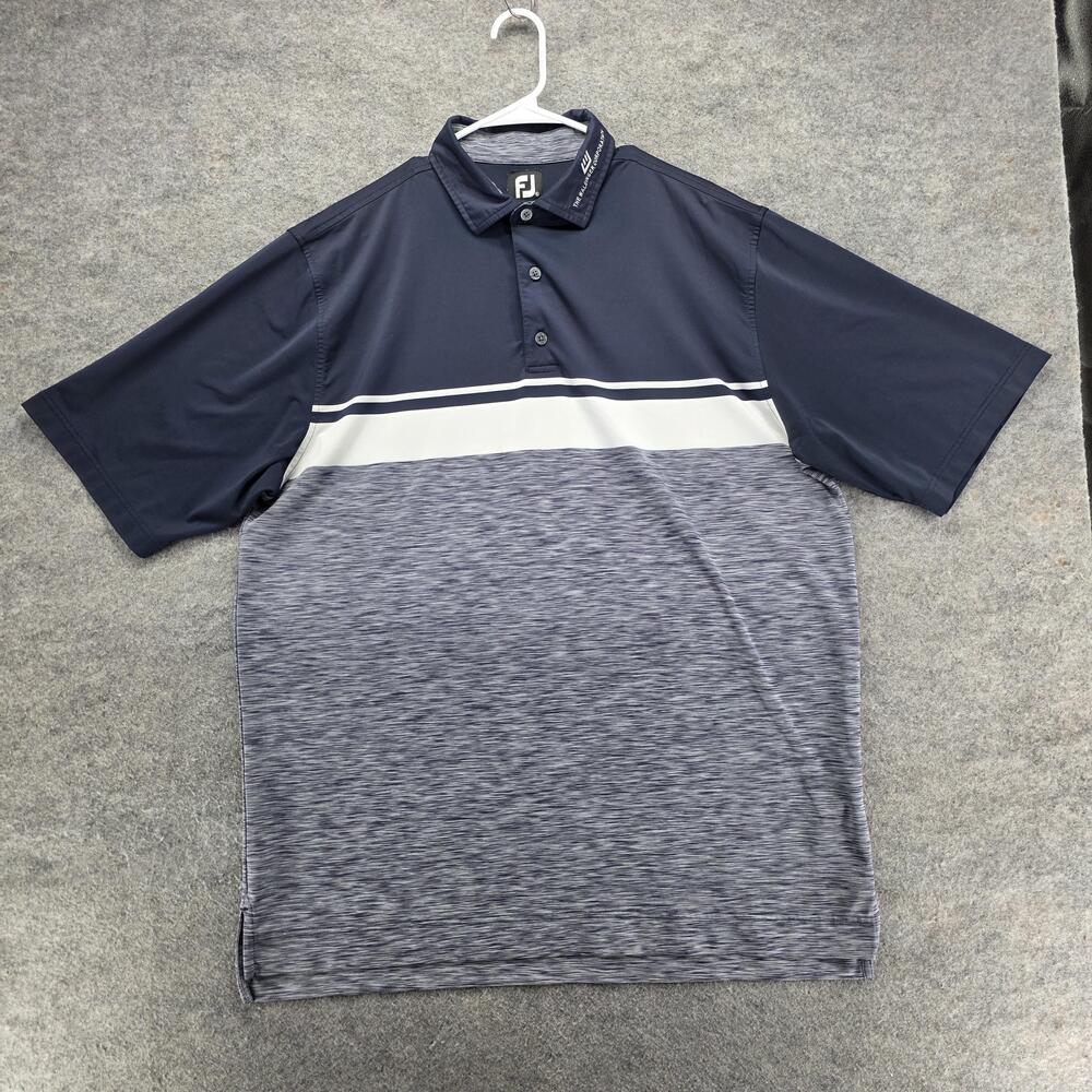 FootJoy Golf Polo Shirt Mens XL Blue Navy Stripe Performance Stretch Athletic